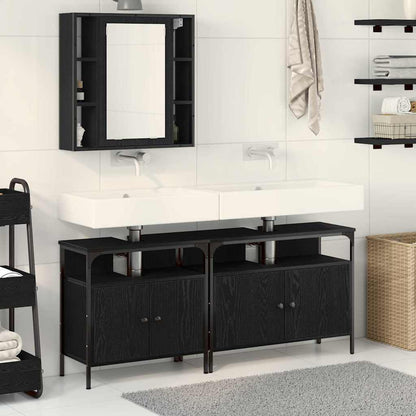 Unità da Bagno con lo scaffale 3 pcs Nero Legno multistrato