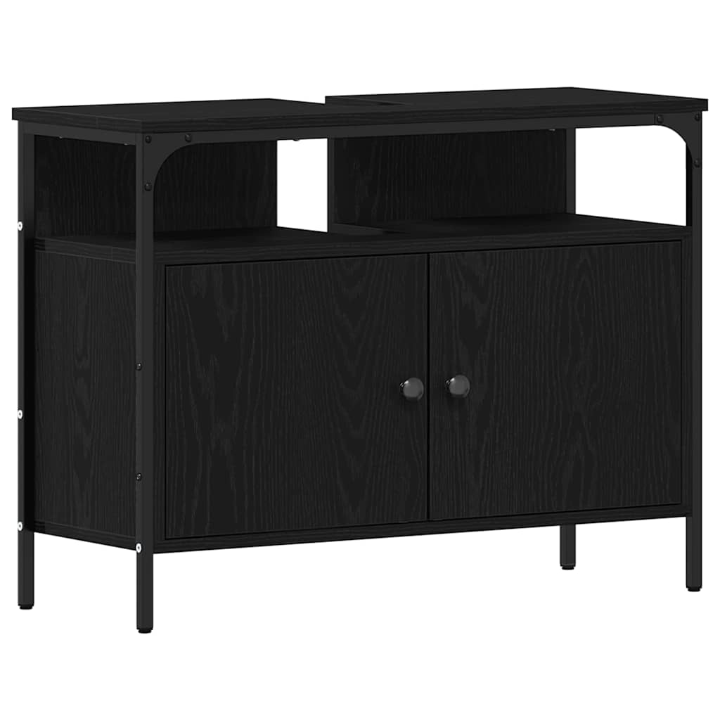 Unità da Bagno con lo scaffale 3 pcs Nero Legno multistrato | homemem39