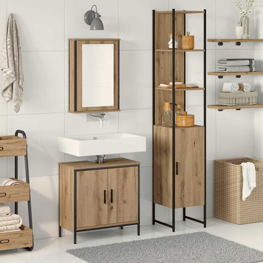 Set di mobili per il bagno 3 pz Marrone 33 x 33 x 185,5 cm | homemem39