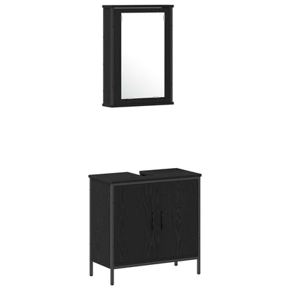 Set di mobili per il bagno 3 pcs Nero Legno multistrato | homemem39