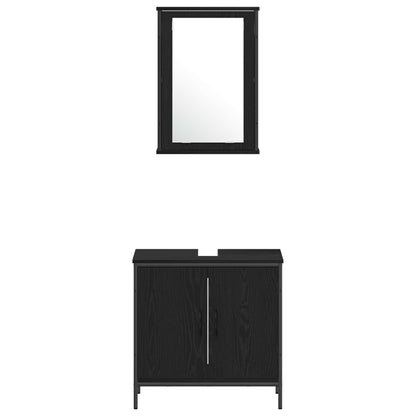 Set di mobili per il bagno 3 pcs Nero Legno multistrato | homemem39