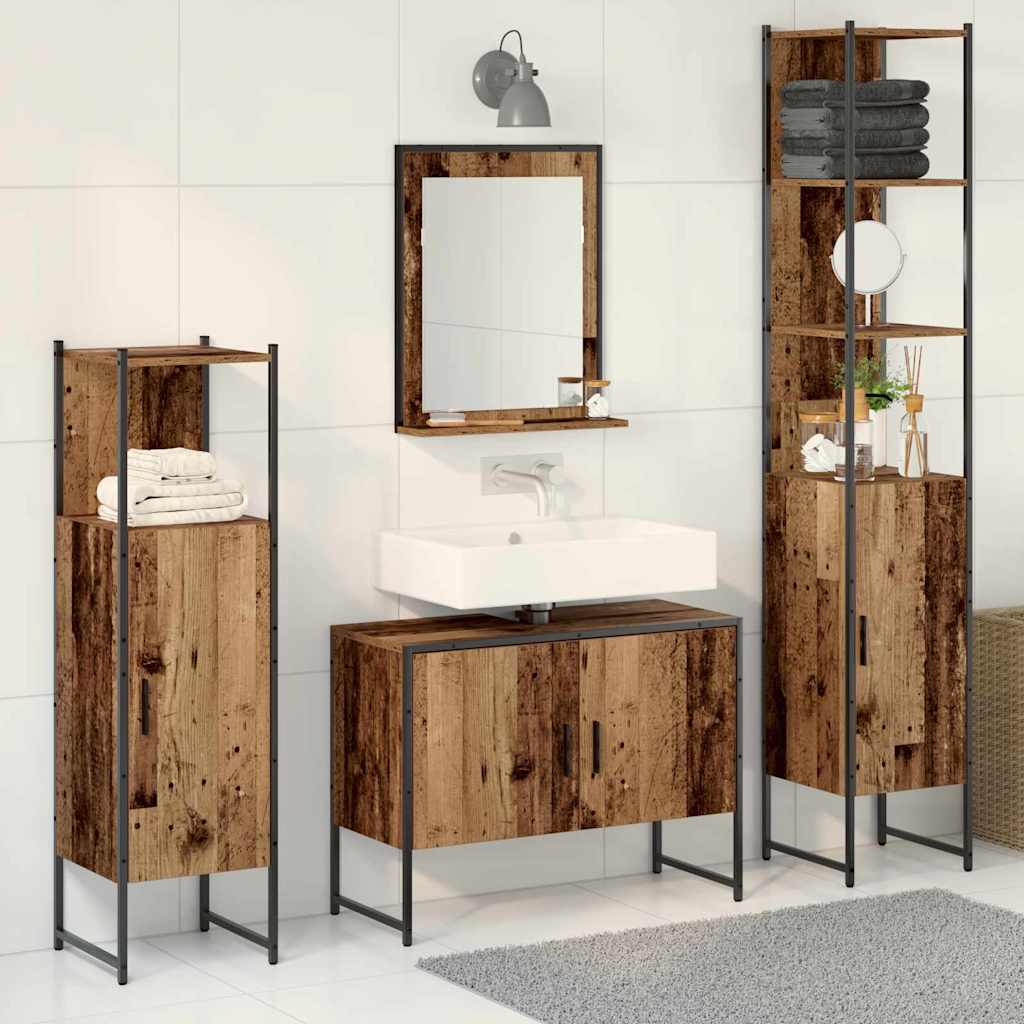 Set di mobili per il bagno 4 pcs Marrone Legno multistrato | homemem39