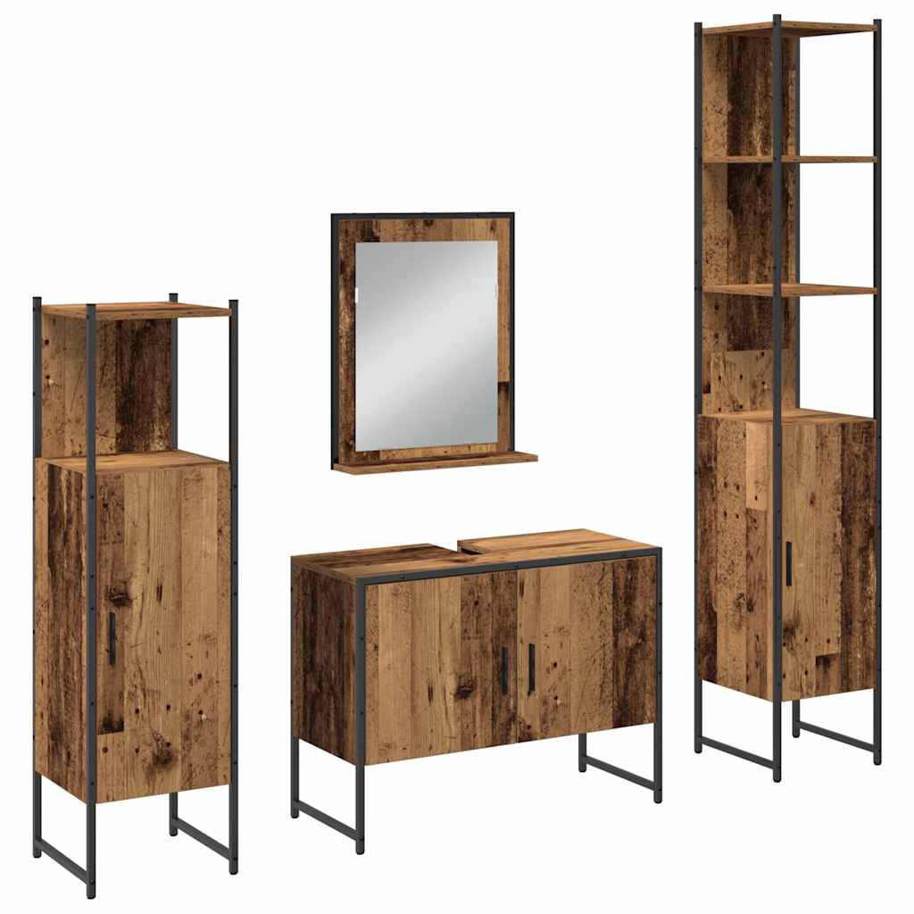 Set di mobili per il bagno 4 pcs Marrone Legno multistrato | homemem39