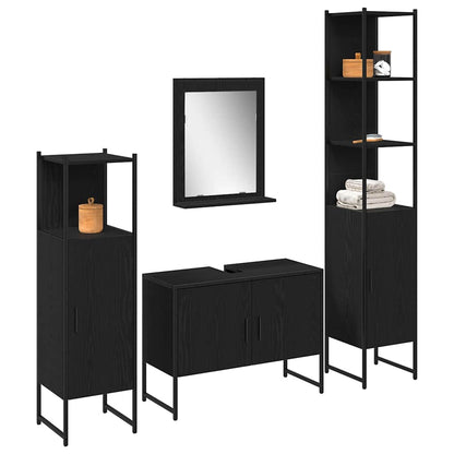 Set di mobili per il bagno 4 pcs Nero Legno multistrato | homemem39
