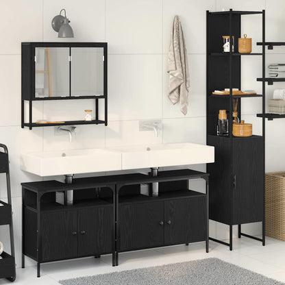 Set di mobili per il bagno 4 pcs Rovere nero Legno multistrato | homemem39