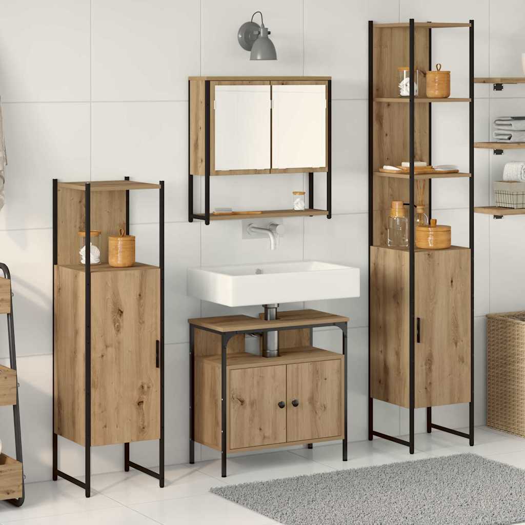 Set di mobili per il bagno 4 pz Rovere artigianale | homemem39