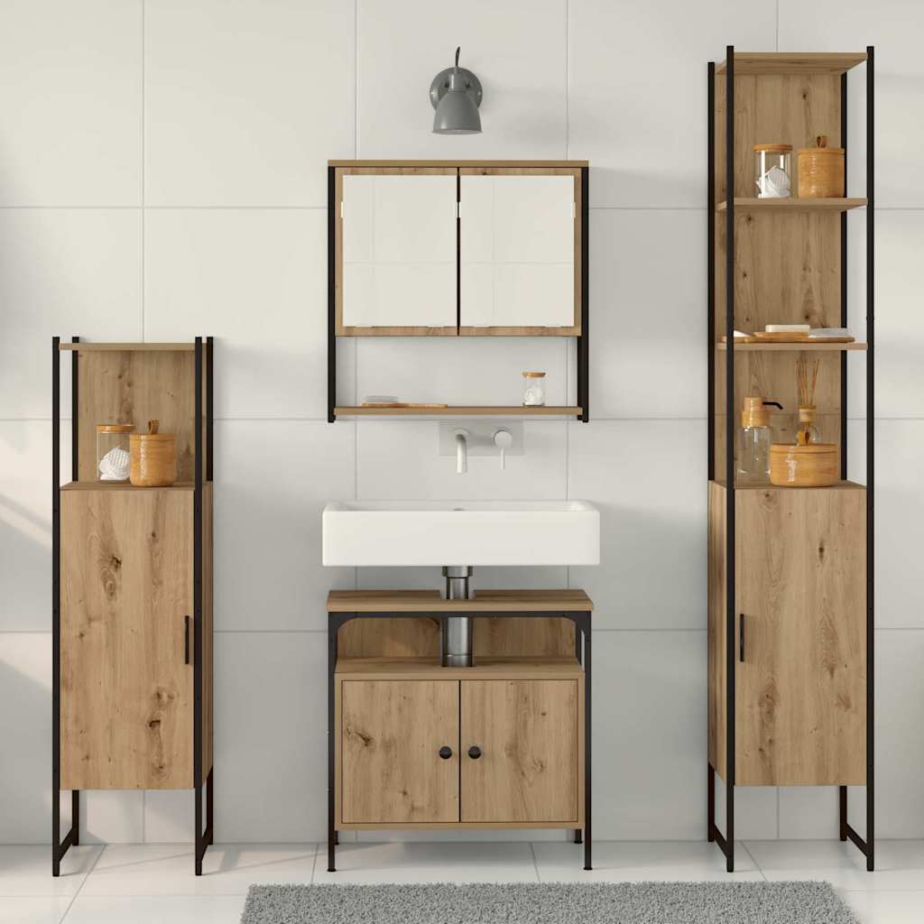 Set di mobili per il bagno 4 pz Rovere artigianale | homemem39