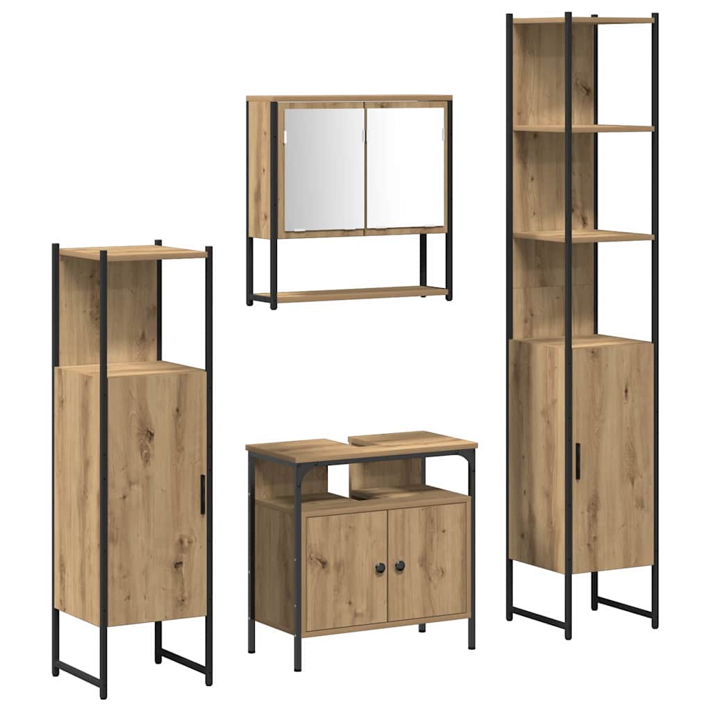 Set di mobili per il bagno 4 pz Rovere artigianale | homemem39