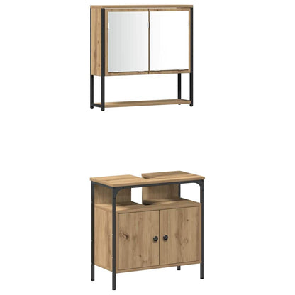 Set di mobili per il bagno 4 pz Rovere artigianale | homemem39