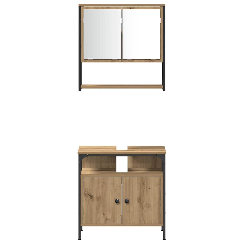 Set di mobili per il bagno 4 pz Rovere artigianale | homemem39