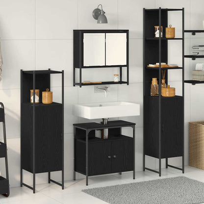 Set di mobili per il bagno 4 pcs Rovere Nero Legno multistrato | homemem39