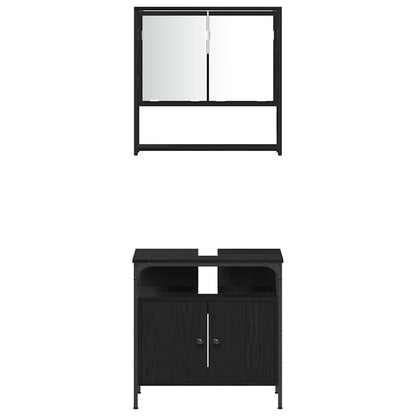 Set di mobili per il bagno 4 pcs Rovere Nero Legno multistrato | homemem39