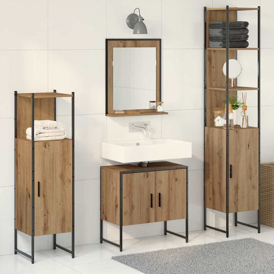 Set di mobili per il bagno 4 pcs Marrone 33 x 33 x 185.5 cm