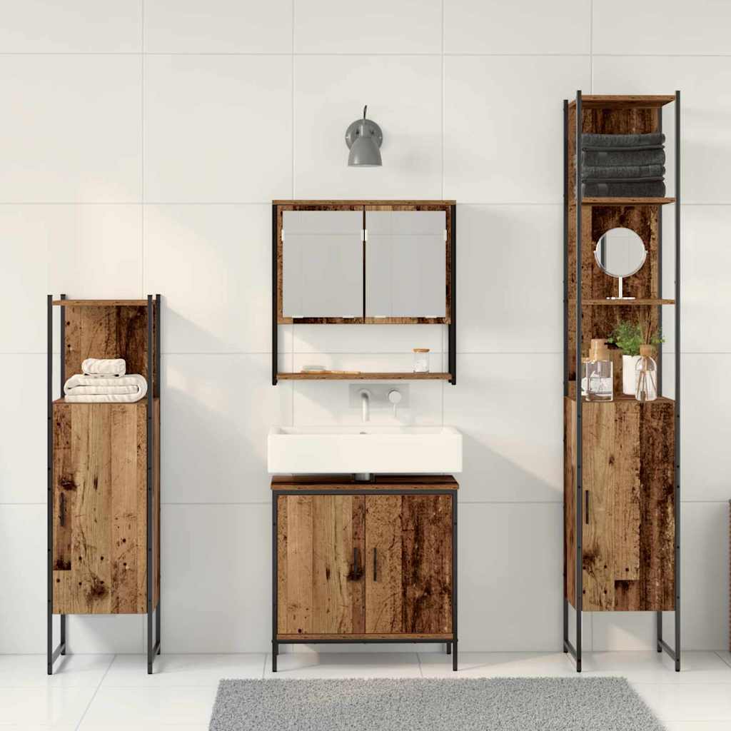 Set di mobili per il bagno 4 pcs Marrone 33 x 33 x 185.5 cm | homemem39