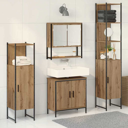 Set di mobili per il bagno 4 pz Marrone 33 x 33 x 185,5 cm | homemem39