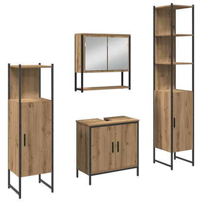 Set di mobili per il bagno 4 pz Marrone 33 x 33 x 185,5 cm | homemem39