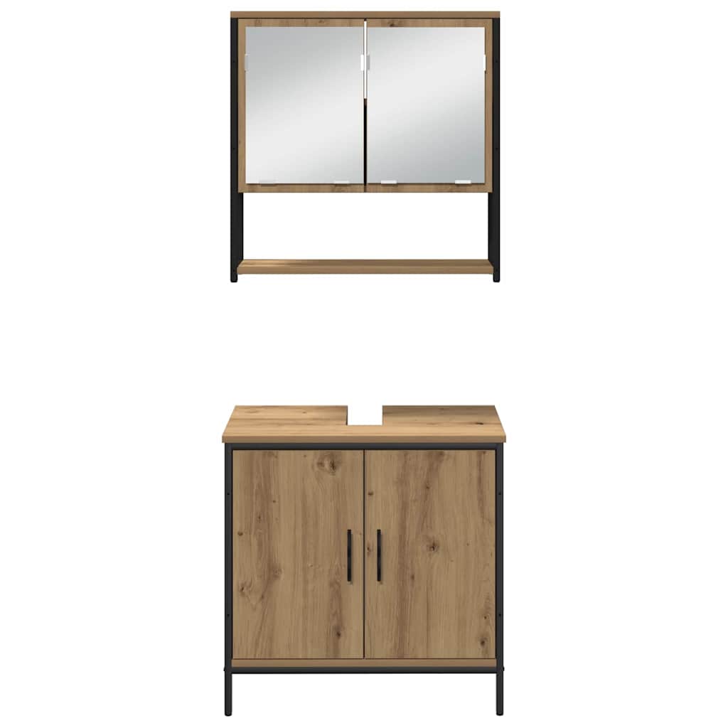 Set di mobili per il bagno 4 pz Marrone 33 x 33 x 185,5 cm | homemem39