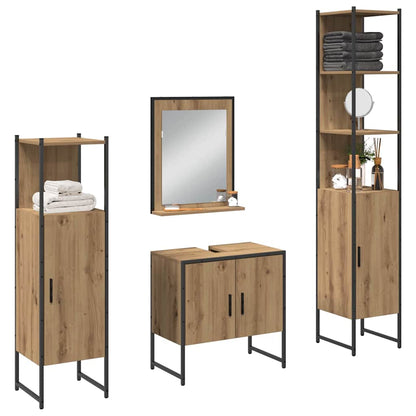 Set di mobili per il bagno 4 pz Marrone 33 x 33 x 185,5 cm | homemem39