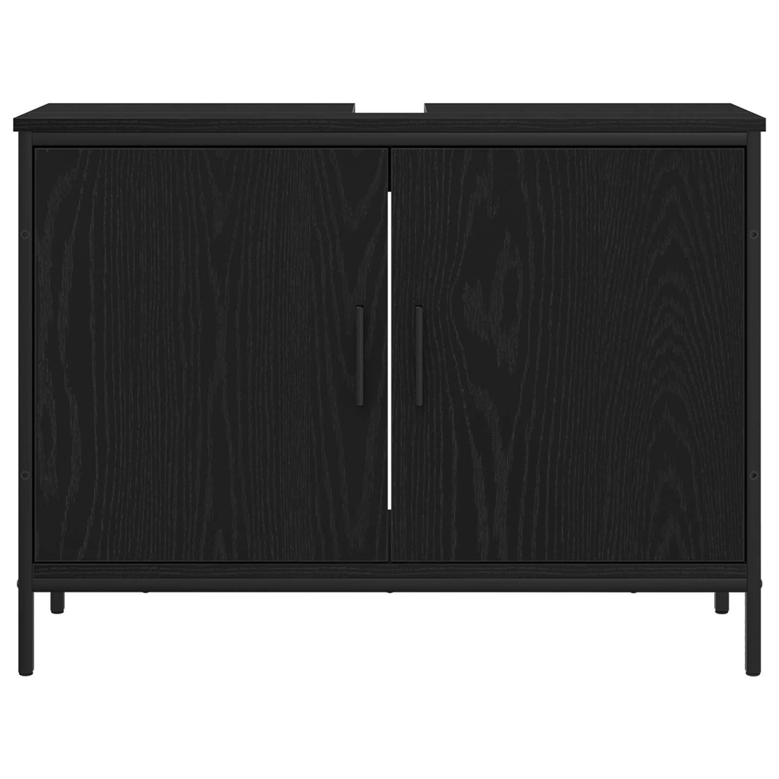 Set di mobili per il bagno 4 pcs Nero Legno multistrato | homemem39