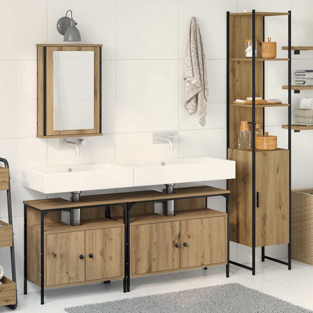 Set di mobili per il bagno 4 pz Rovere artigianale | homemem39