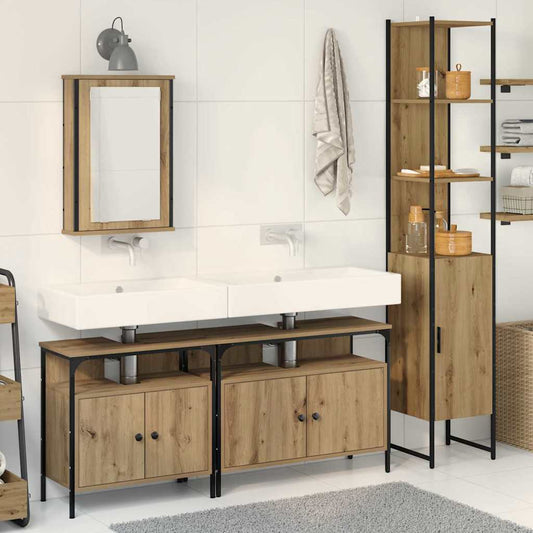 Set di mobili per il bagno 4 pz Rovere artigianale | homemem39