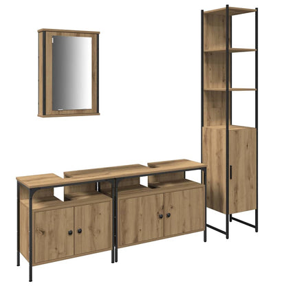 Set di mobili per il bagno 4 pz Rovere artigianale | homemem39