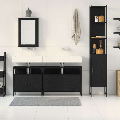 Set di mobili per il bagno 4 pcs Rovere Nero Legno multistrato | homemem39