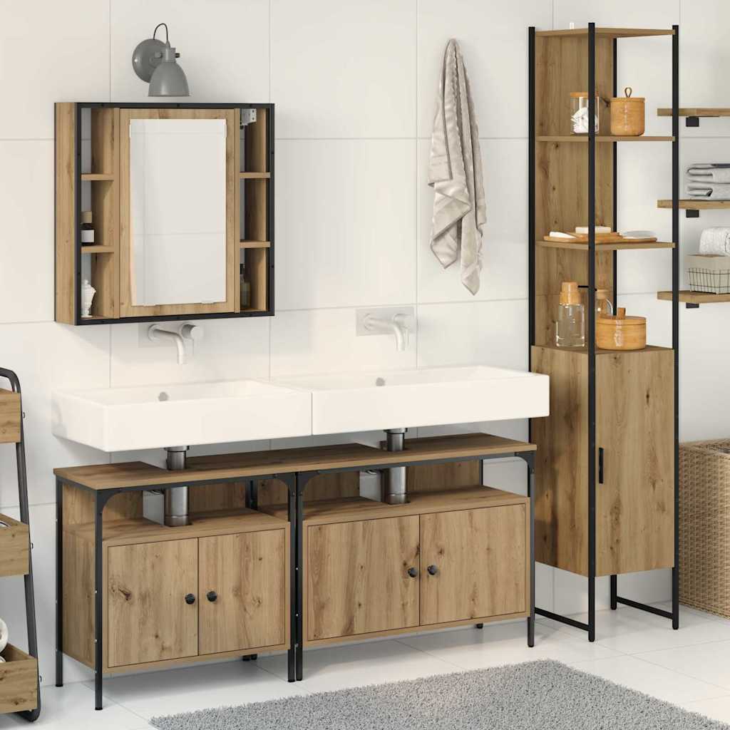 Set di mobili per il bagno 4 pz Rovere artigianale | homemem39