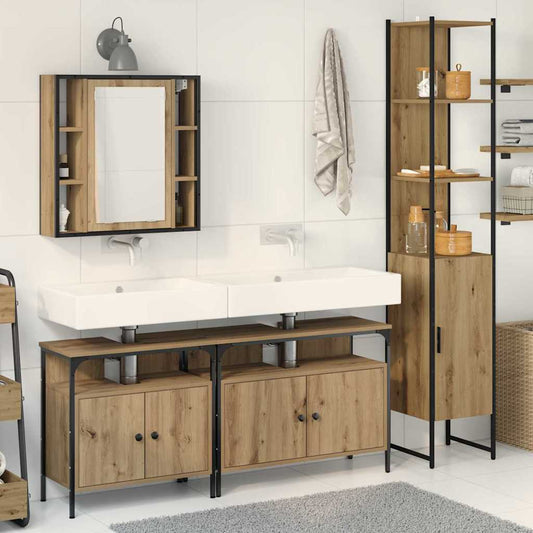 Set di mobili per il bagno 4 pz Rovere artigianale | homemem39