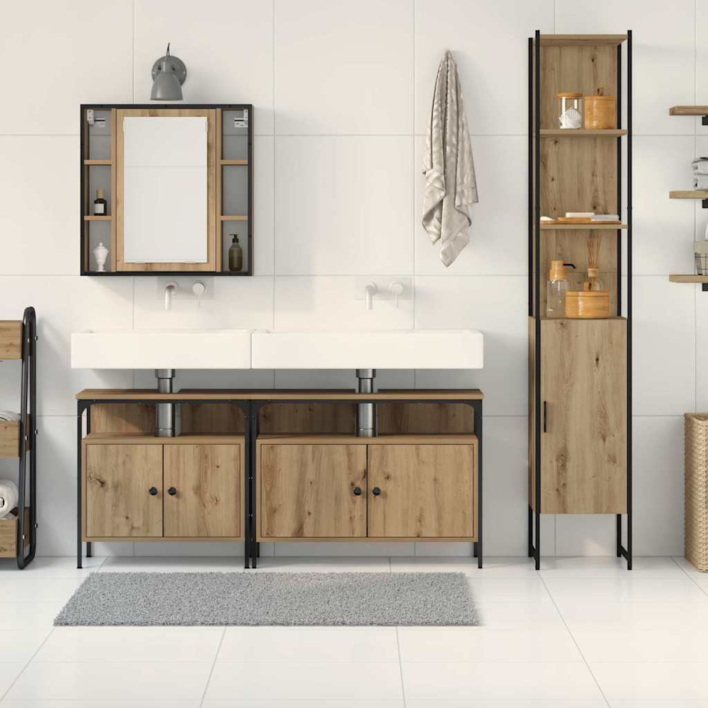 Set di mobili per il bagno 4 pz Rovere artigianale | homemem39