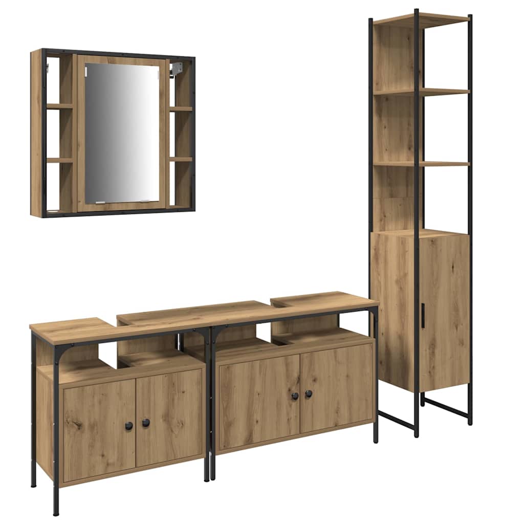 Set di mobili per il bagno 4 pz Rovere artigianale | homemem39