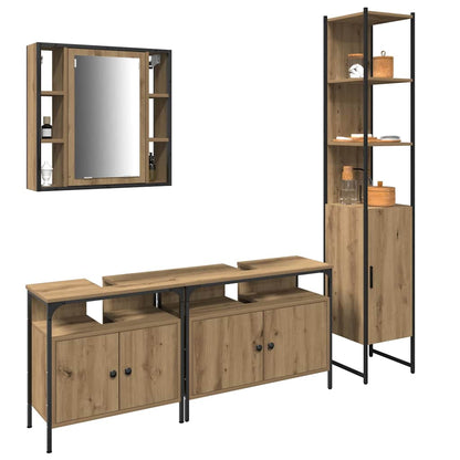 Set di mobili per il bagno 4 pz Rovere artigianale | homemem39