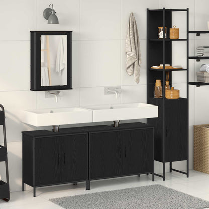 Set di mobili per il bagno 4 pcs Nero Legno multistrato | homemem39