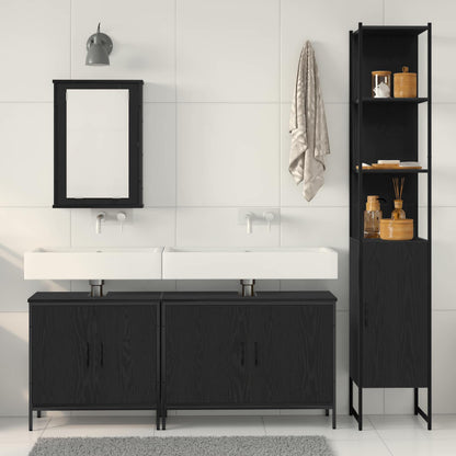Set di mobili per il bagno 4 pcs Nero Legno multistrato | homemem39