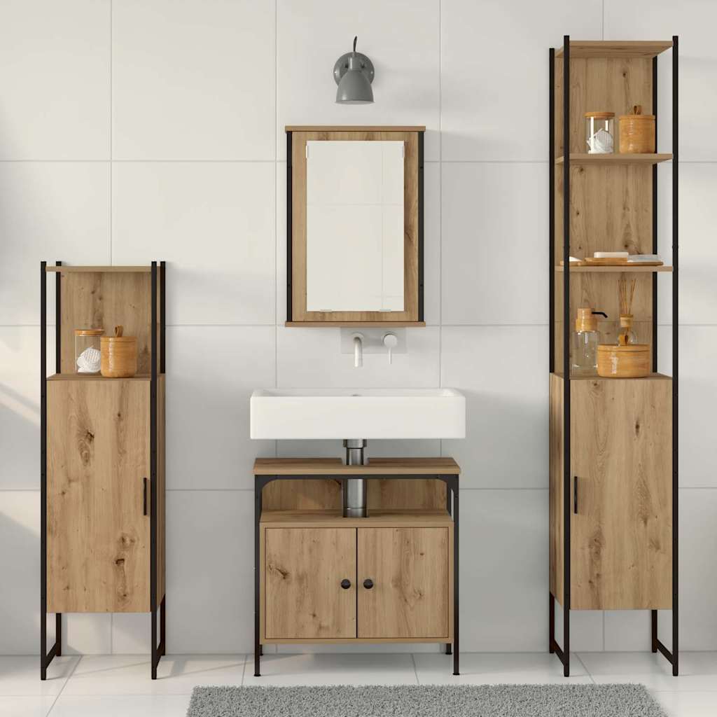 Set di mobili per il bagno 4 pz Rovere artigianale | homemem39
