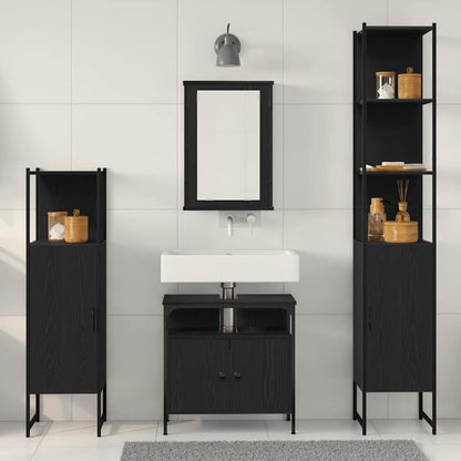 Set di mobili per il bagno 4 pcs Rovere nero Legno multistrato | homemem39