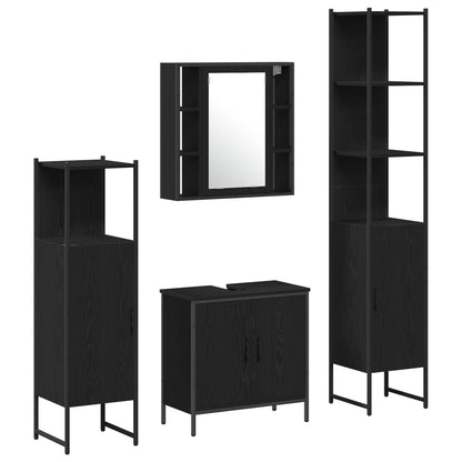 Set di mobili per il bagno 4 pcs Nero Legno multistrato