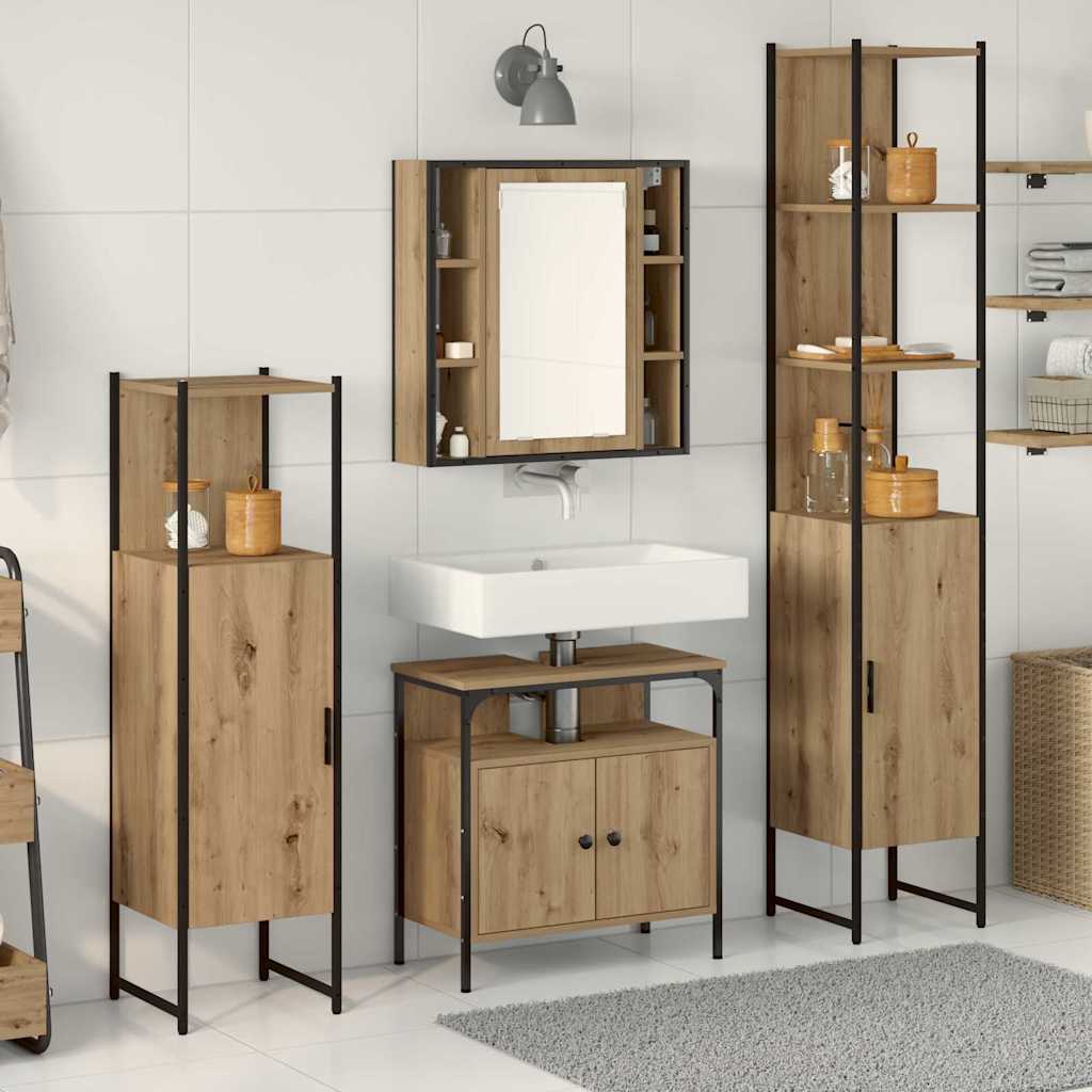 Set di mobili per il bagno 4 pz Rovere artigianale | homemem39
