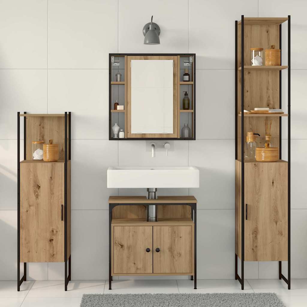 Set di mobili per il bagno 4 pz Rovere artigianale | homemem39