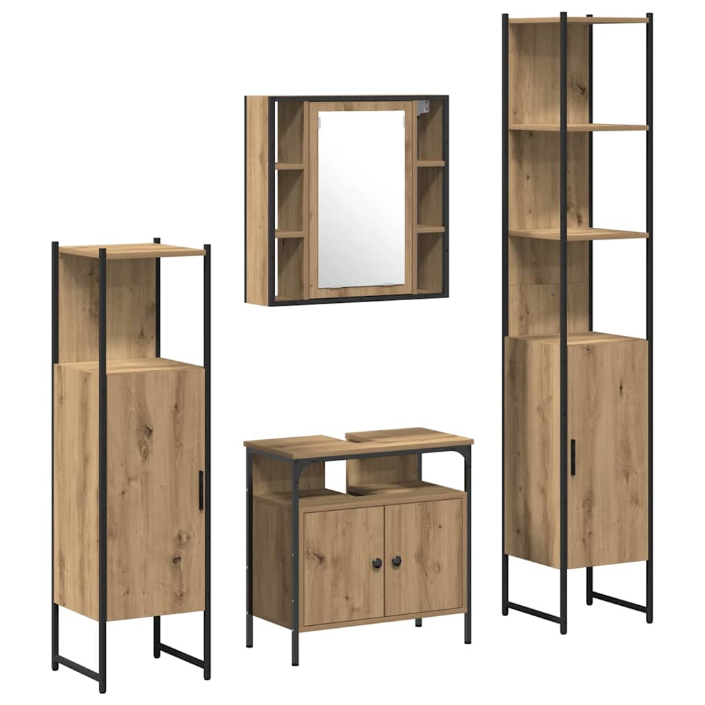 Set di mobili per il bagno 4 pz Rovere artigianale | homemem39