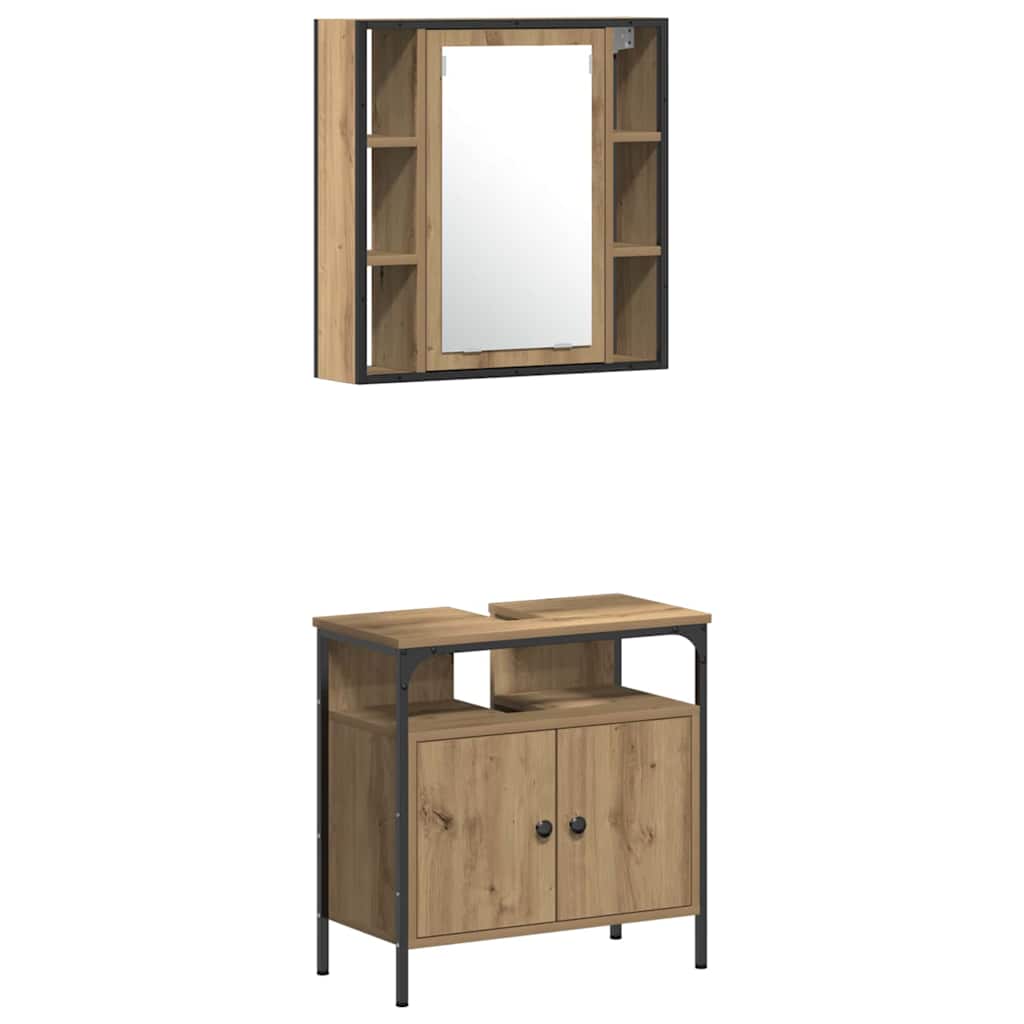 Set di mobili per il bagno 4 pz Rovere artigianale | homemem39