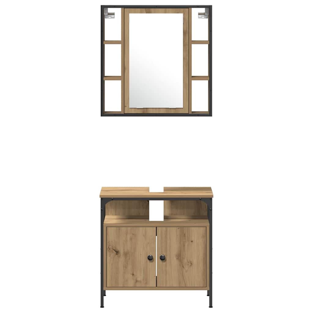 Set di mobili per il bagno 4 pz Rovere artigianale | homemem39