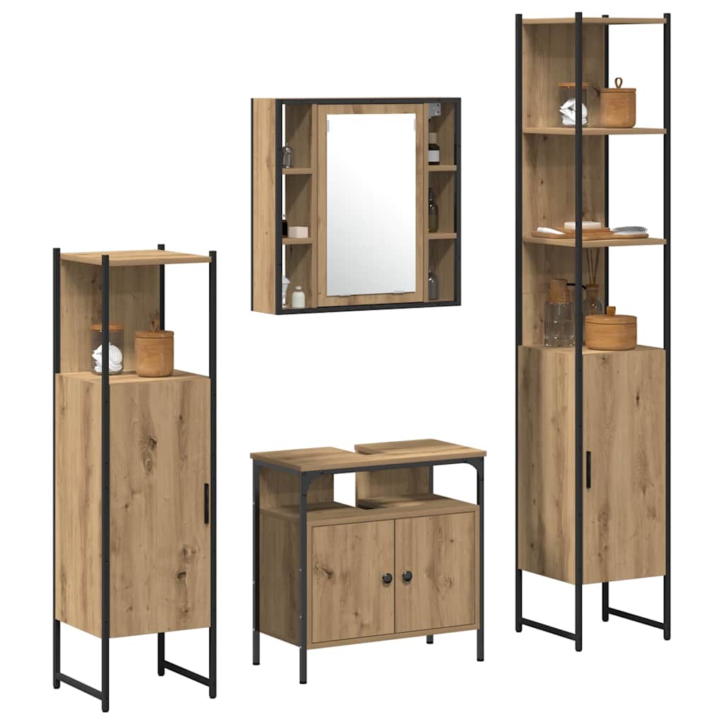 Set di mobili per il bagno 4 pz Rovere artigianale | homemem39