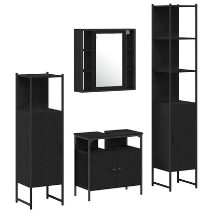 Set di mobili per il bagno 4 pcs Rovere Nero Legno multistrato | homemem39