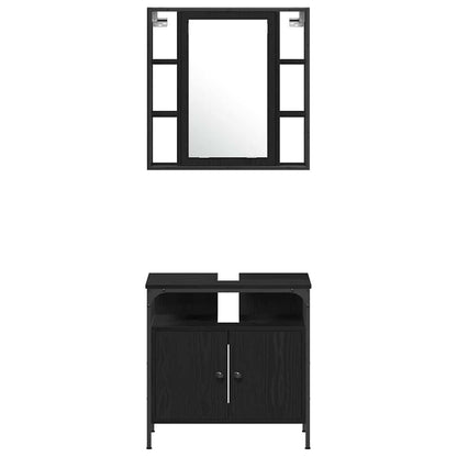 Set di mobili per il bagno 4 pcs Rovere Nero Legno multistrato | homemem39