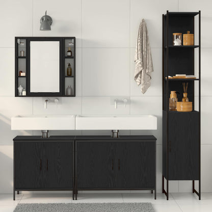 Set di mobili per il bagno 4 pcs Nero Legno multistrato | homemem39