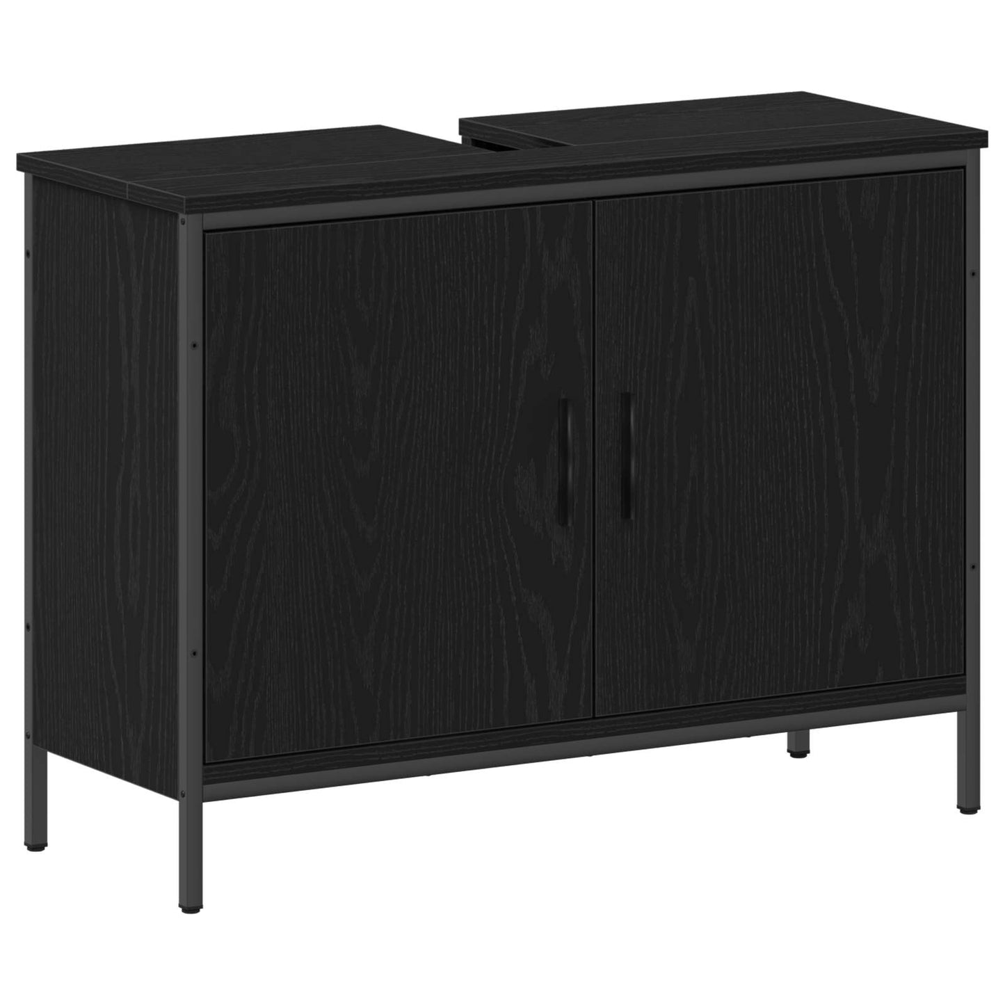 Set di mobili per il bagno 4 pcs Nero Legno multistrato | homemem39