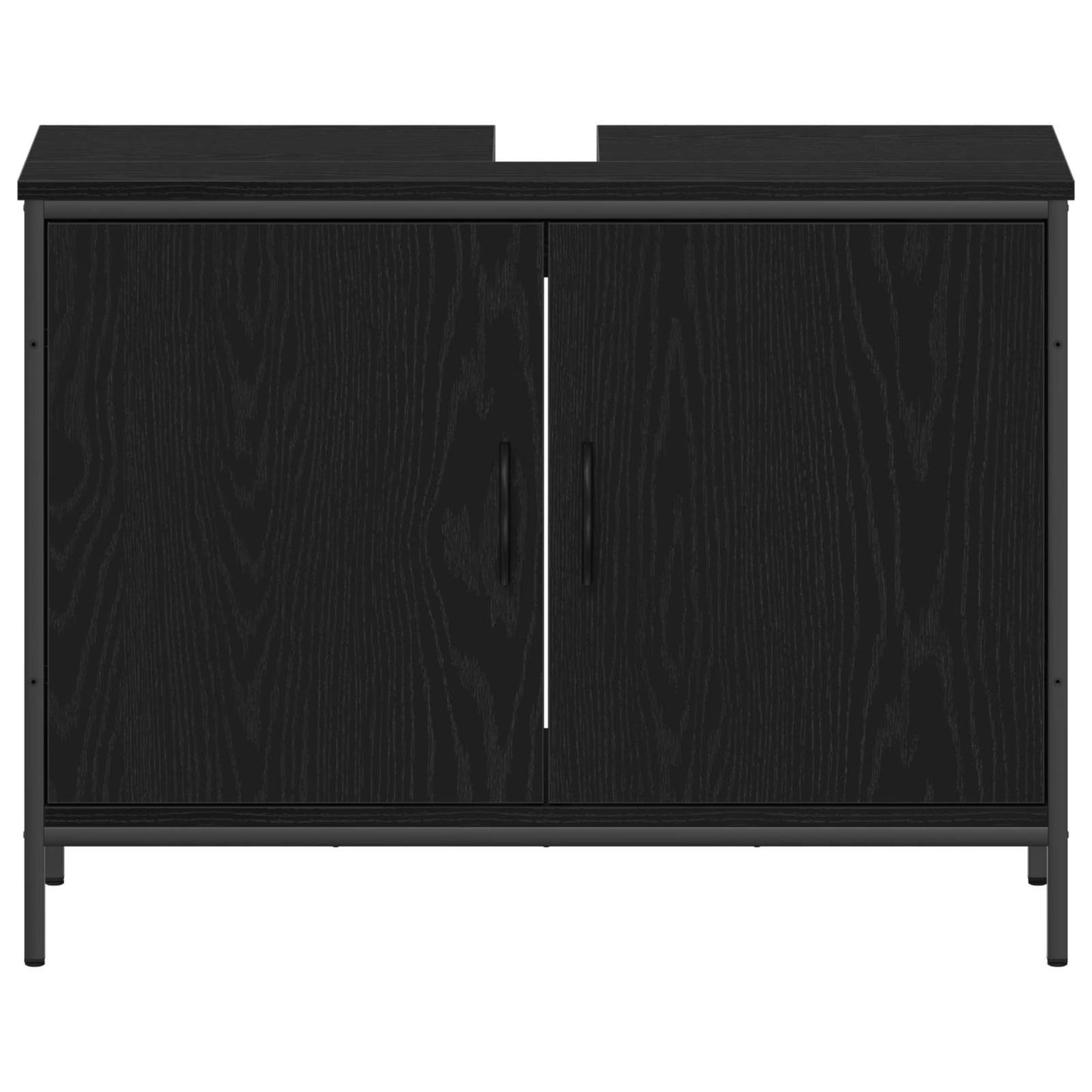Set di mobili per il bagno 4 pcs Nero Legno multistrato | homemem39