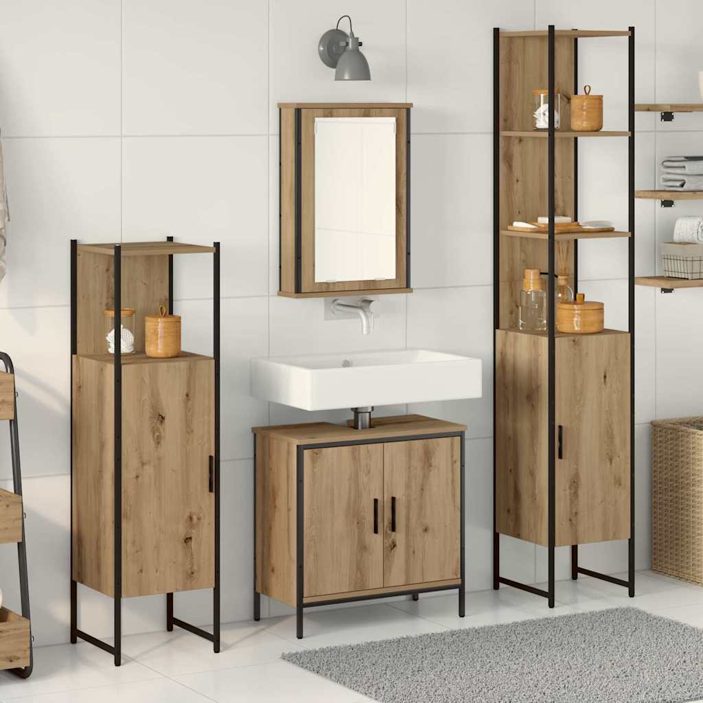 Set di mobili per il bagno 4 pz Marrone 33 x 33 x 185,5 cm | homemem39