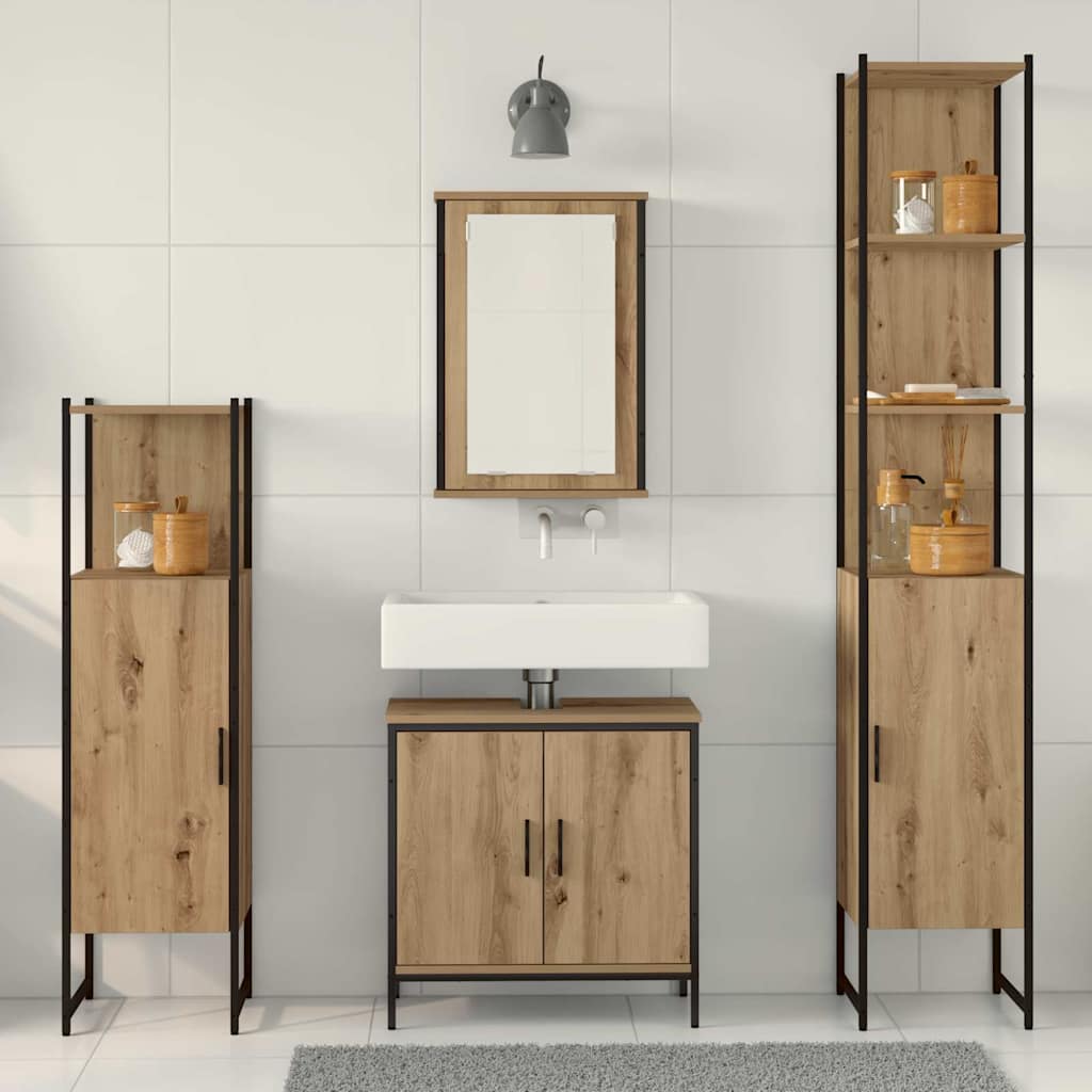 Set di mobili per il bagno 4 pz Marrone 33 x 33 x 185,5 cm | homemem39